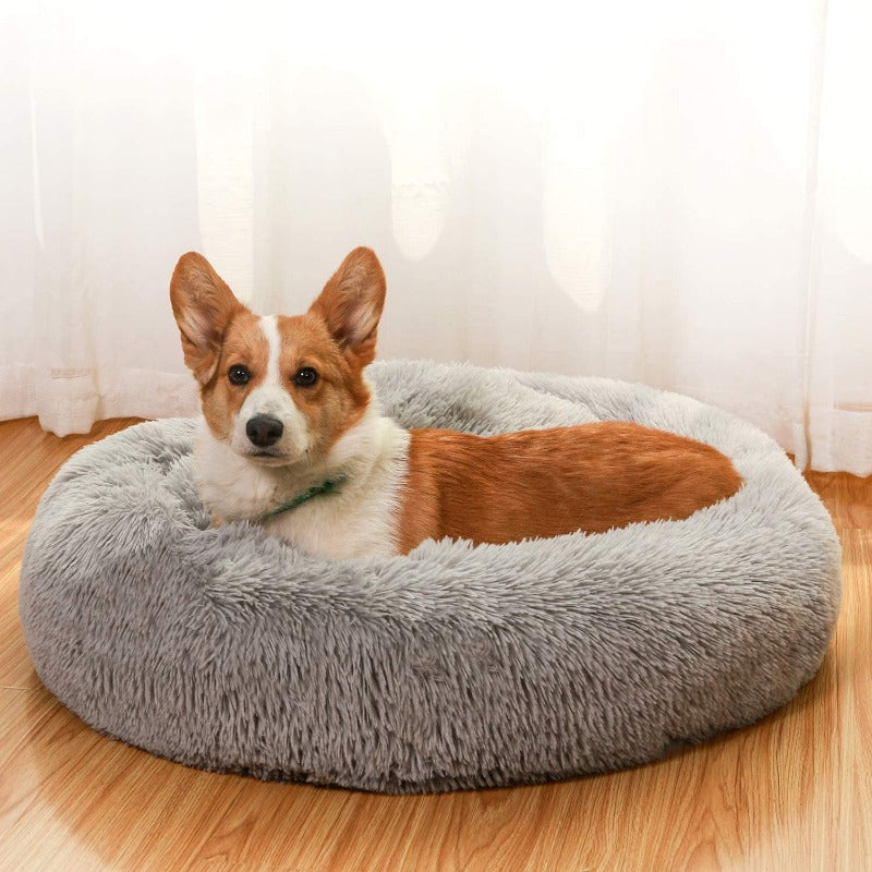 BowLift | Beef Plush Calming Donut Dog Bed for Small to Large Dogs