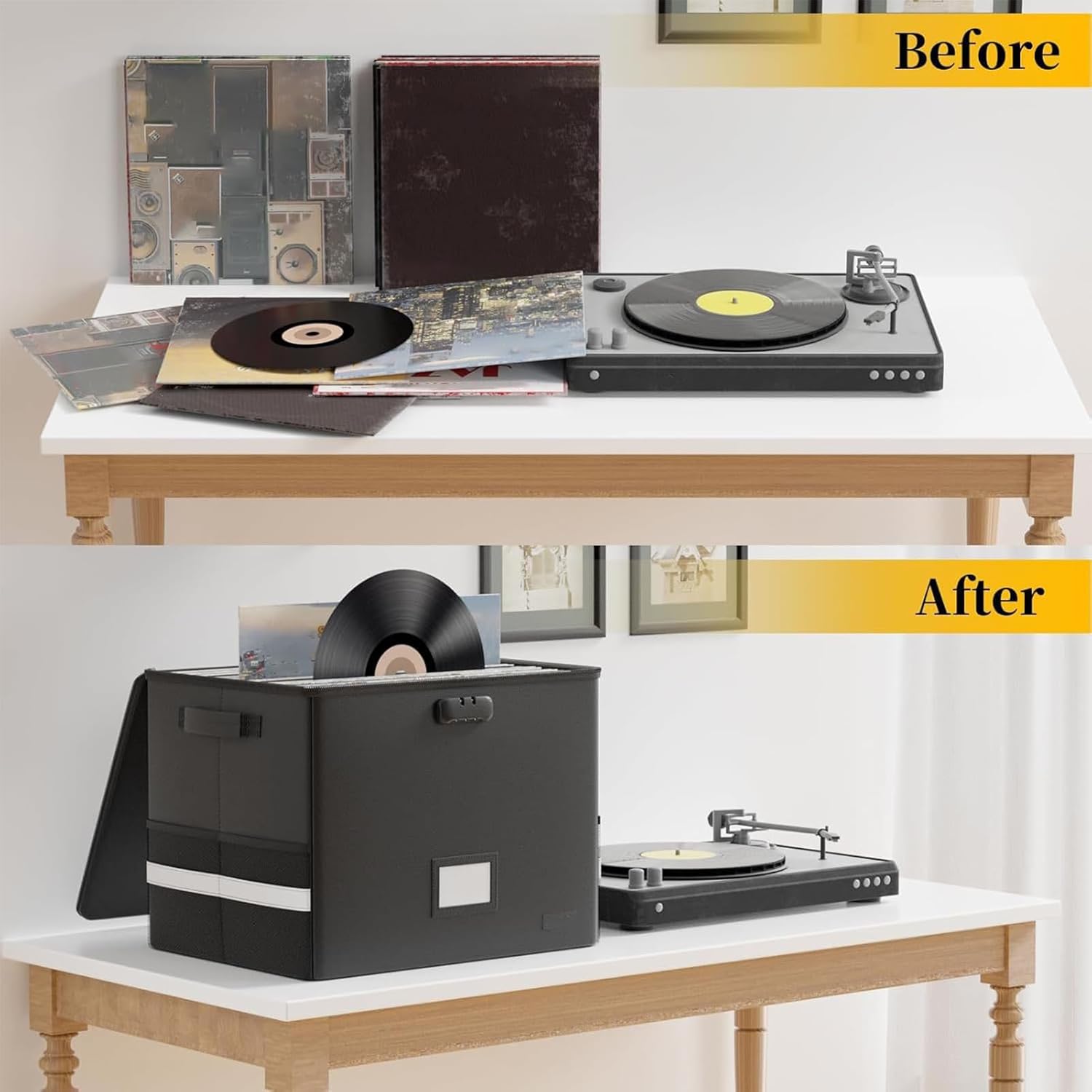 BowLift | Fireproof Record Storage Case – Waterproof Organizer for 150+ 12-Inch Records – Arcion