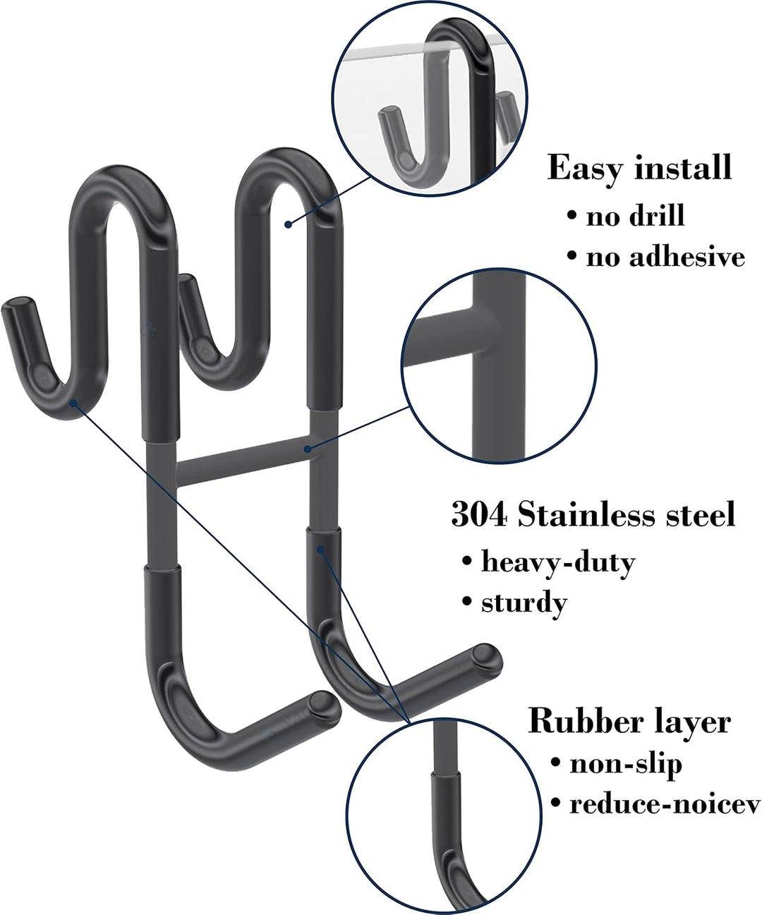 BowLift | Rust-resistant door-mounted shower hook – Strong multifunctional hanging hook