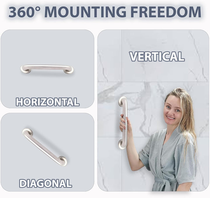 BowLift | Stainless Steel 20cm Bathroom Shower Grip Bar & Towel Holder