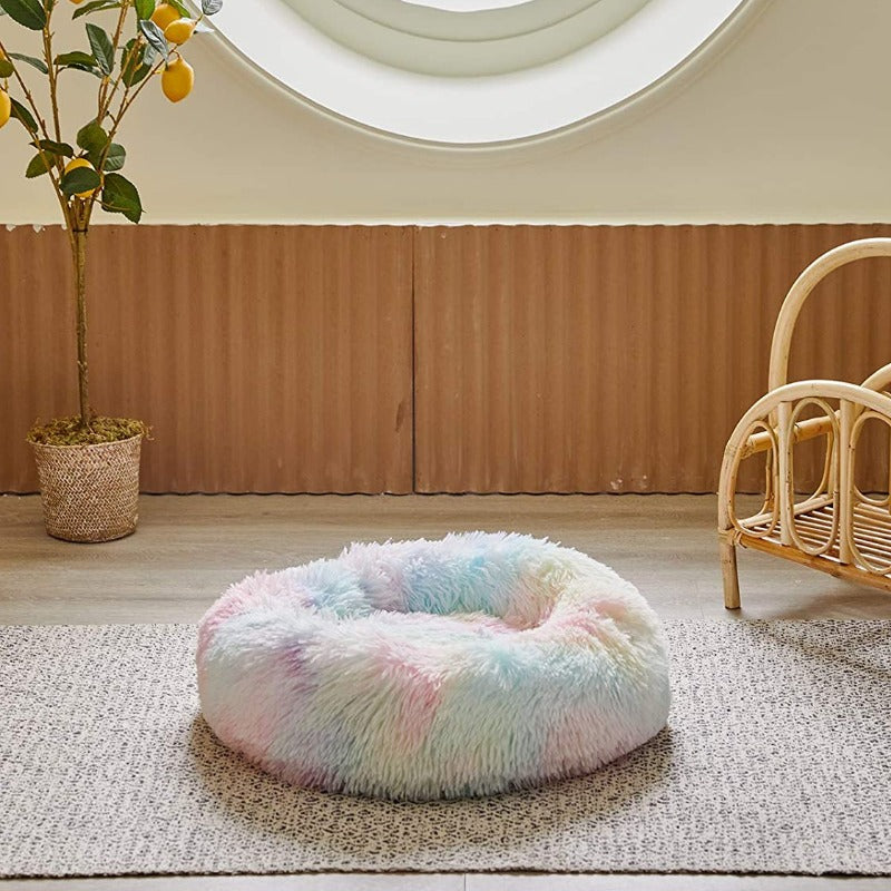BowLift | Beef Rainbow Extra Plush Calming Donut Dog Beds