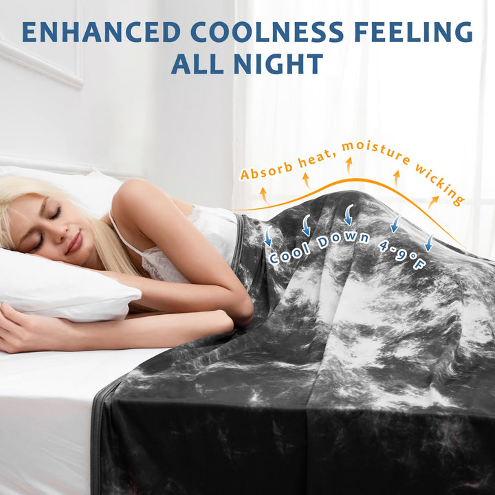 Tie Dye Cooling Blanket – Q-Max 0.5+ Double-Layer Dual-Sided Cool Touch Blanket for Comfortable Summer Nights-Grey | Bowlift