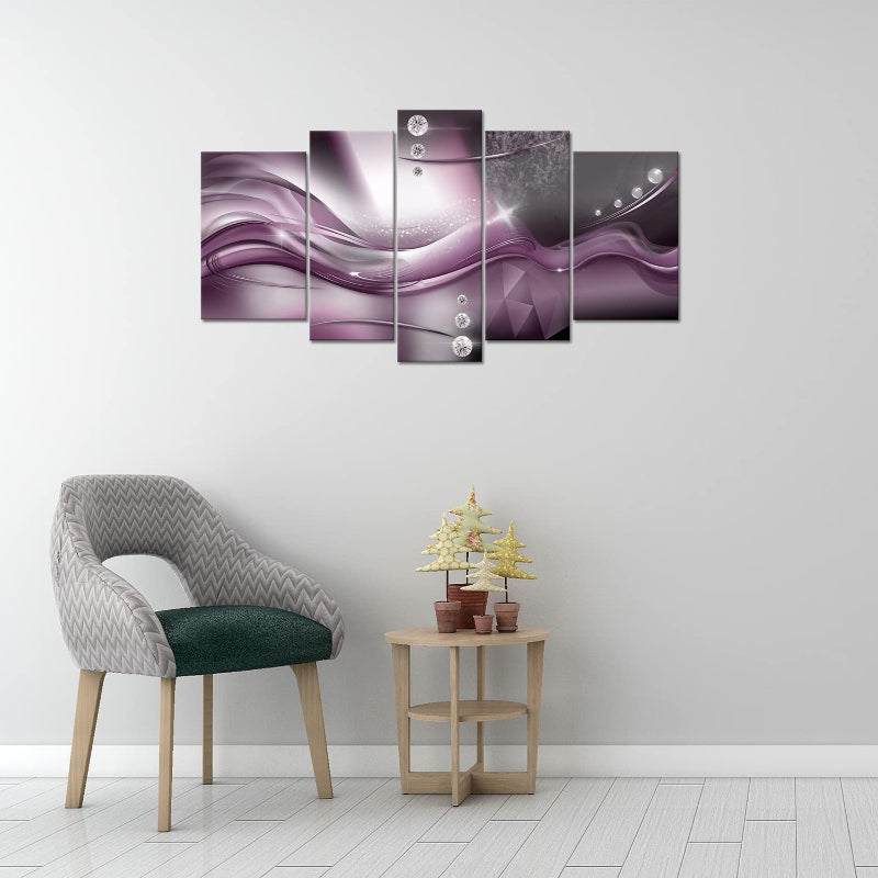 Set Of 5 Purple Wall Art Painting | Bowlift