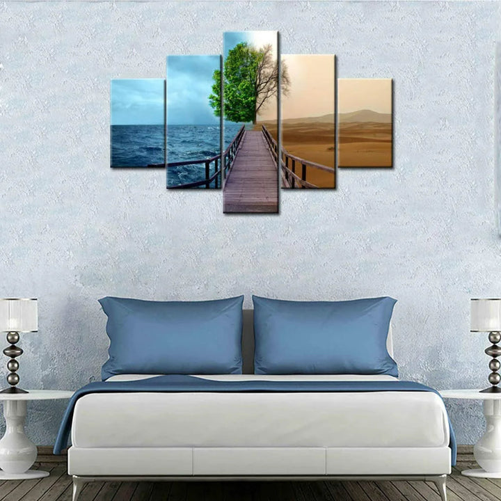 Set Of 5 Oasis Desert Tree Canvas | Bowlift