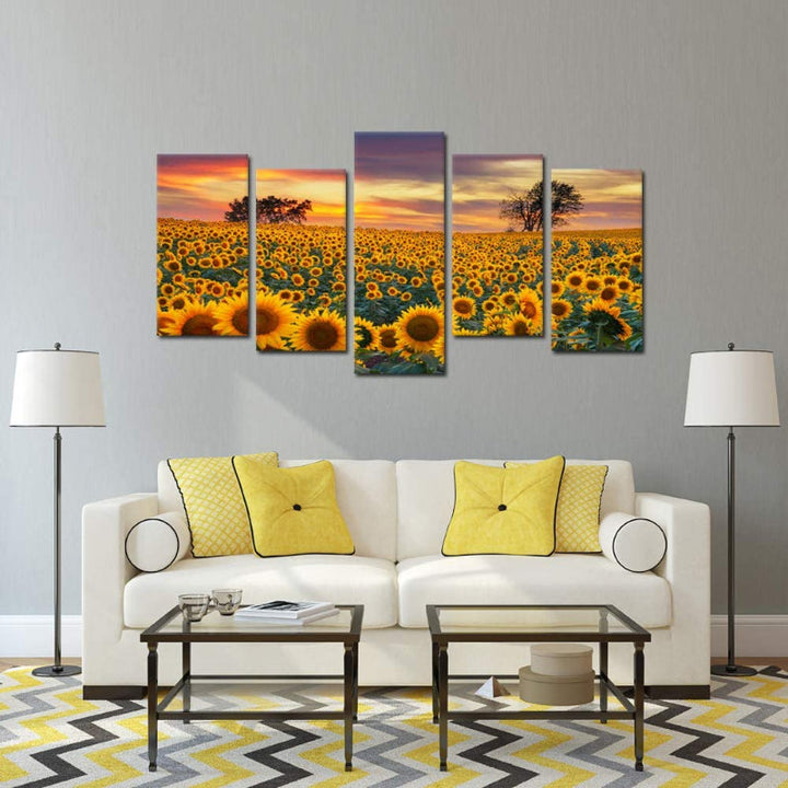 5 Piece Sunflower Farms Canvas Wall Art Painting | Bowlift