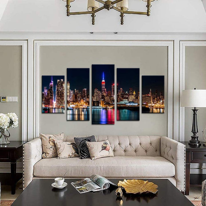 Set Of 5 Skyline View Wall Art Painting | Bowlift