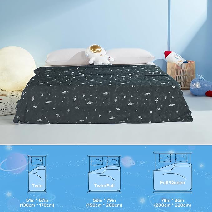 Glow-in-the-Dark Cooling Blanket For Kids– Q-Max > 0.5, Double-Sided Color Black | Bowlift