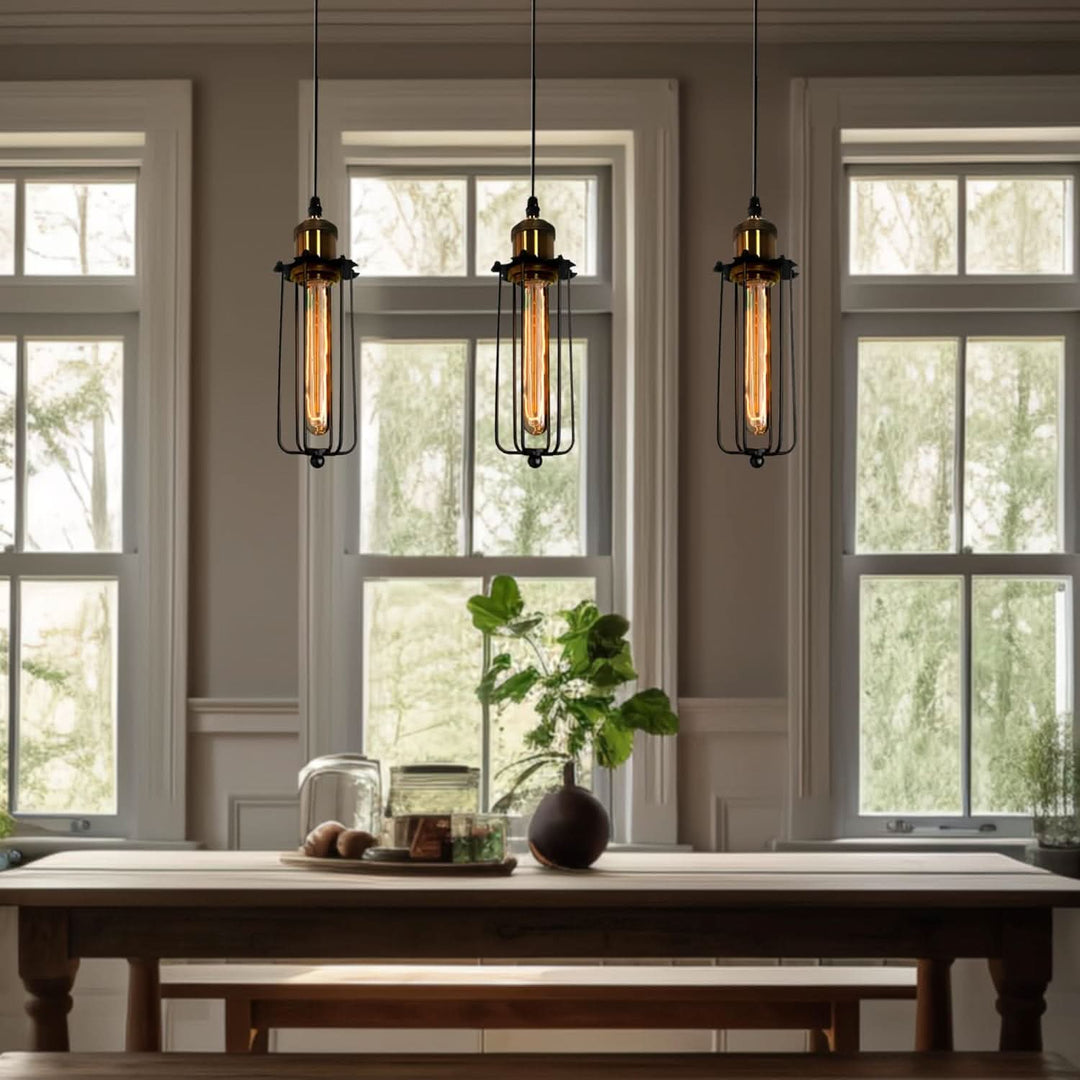 BowLift | Retro Industrial Pendant Light with Metal Cage