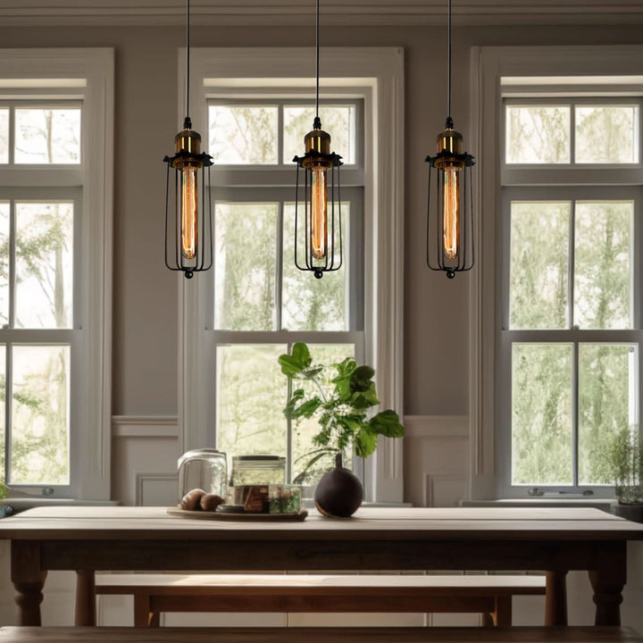 BowLift | Retro Industrial Pendant Light with Metal Cage
