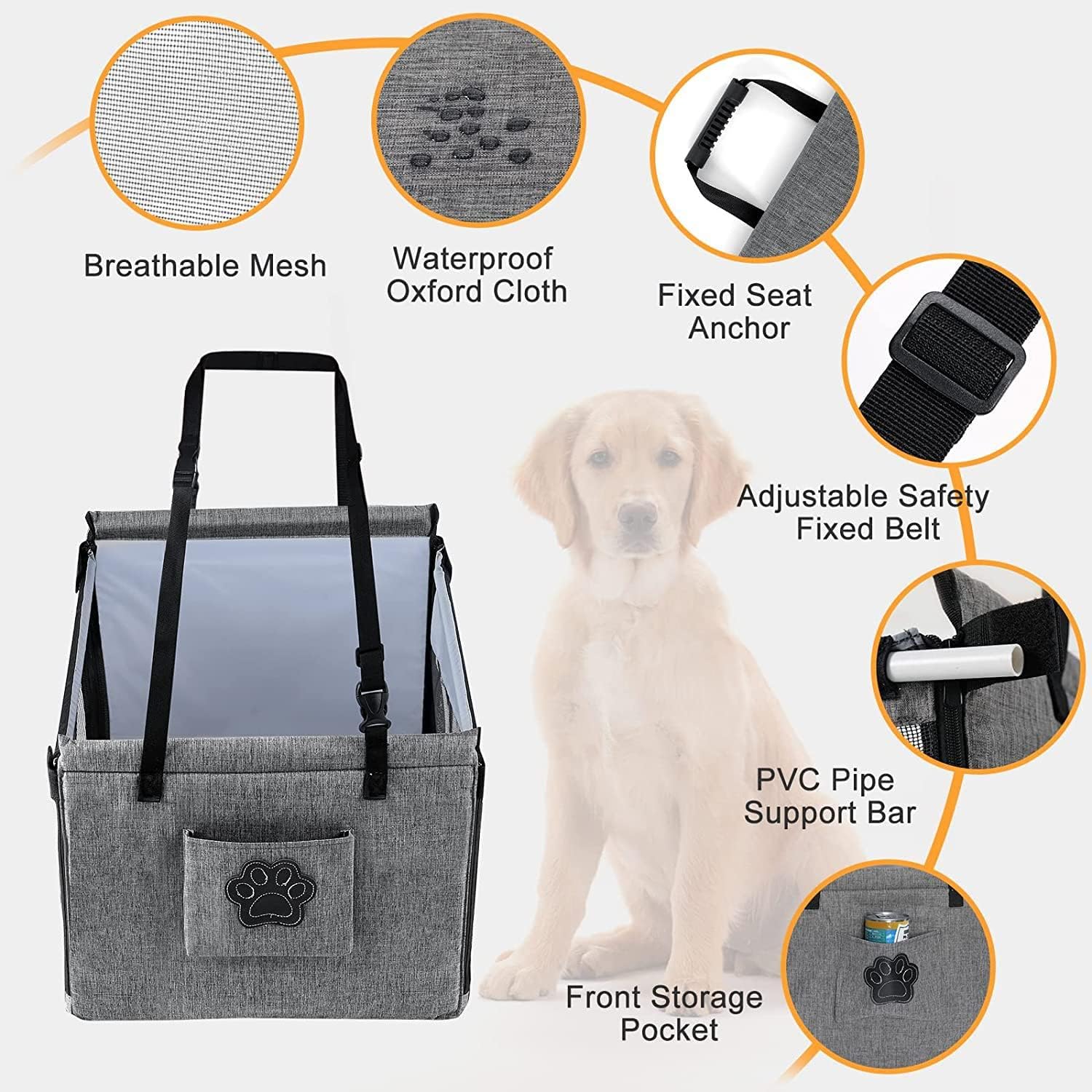 BowLift | Portable Cats & Dog Seat for Car | Waterproof, Spacious & Secure for Stress-Free Car Rides | Dog Car Booster Seat for Summer Holidays