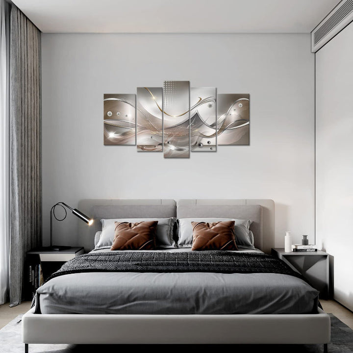 Set Of 5 Wavy Canvas Wall Art Painting | Bowlift
