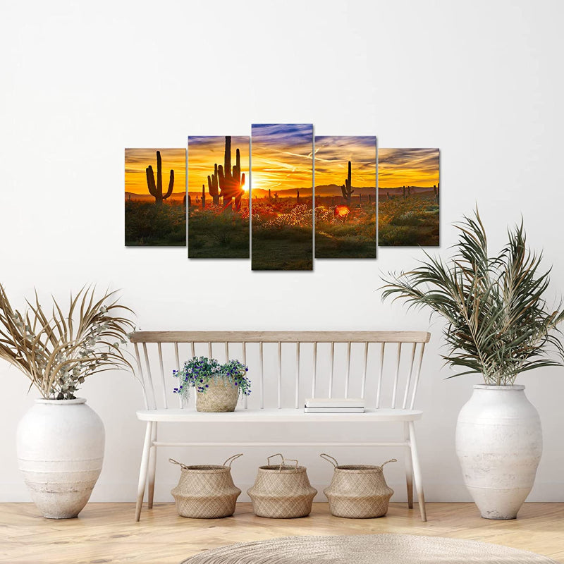 Set Of 5 Desert Sunset Wall Art Painting | Bowlift