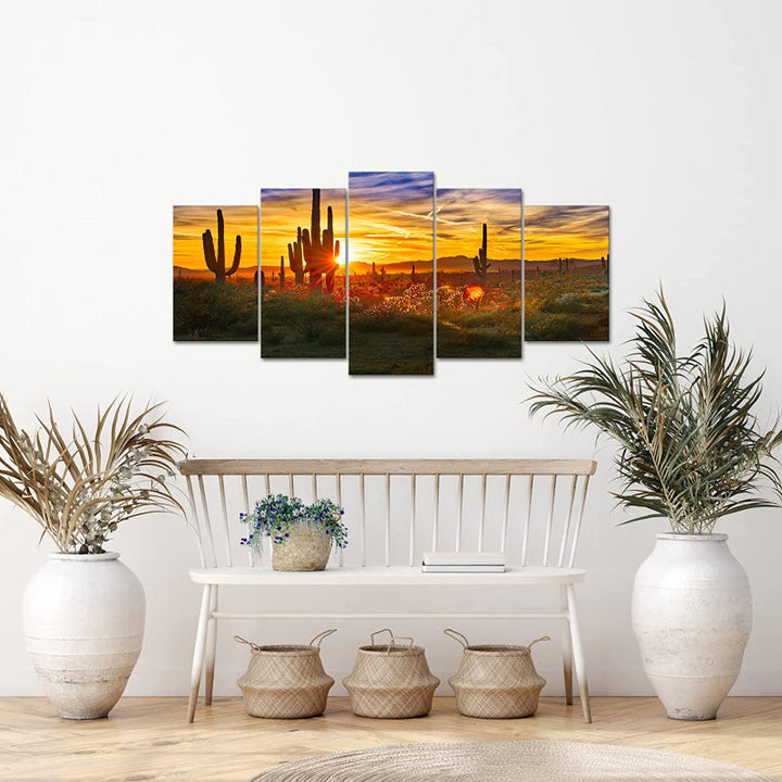 Set Of 5 Desert Sunset Wall Art Painting | Bowlift