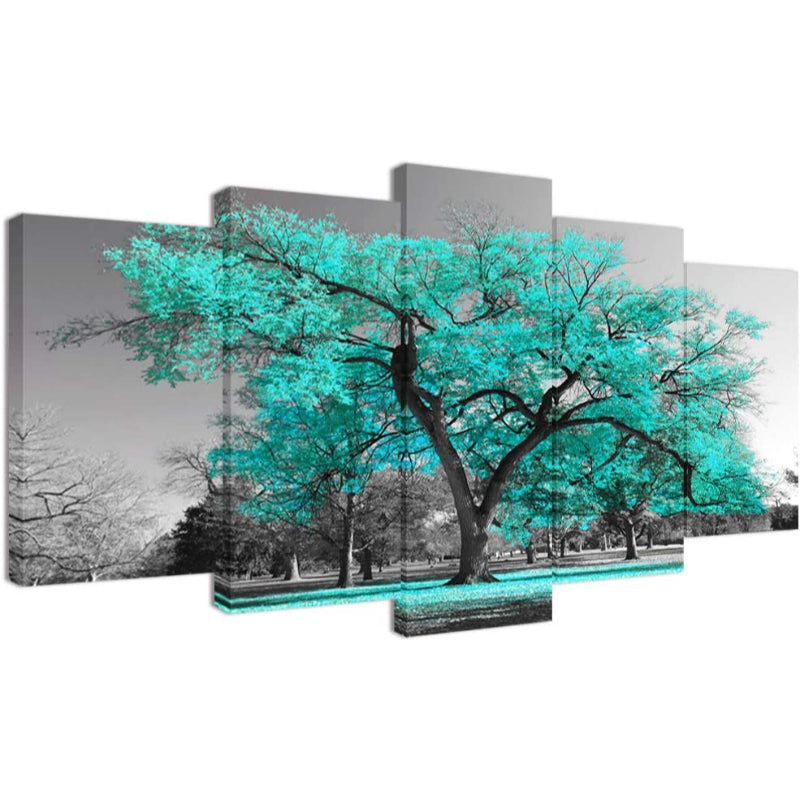 5 Piece Teal Green Canvas Wall Art Painting | Bowlift