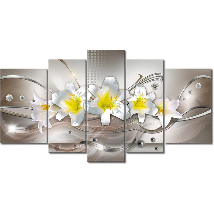 Set Of 5 Lily Floral Canvas Wall Art Painting | Bowlift