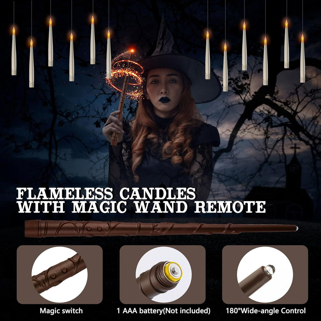 HALLOWEEN DECORATION CANDLES - 20PCS FLOATING CANDLES WITH WAND REMOTE - Bowlift