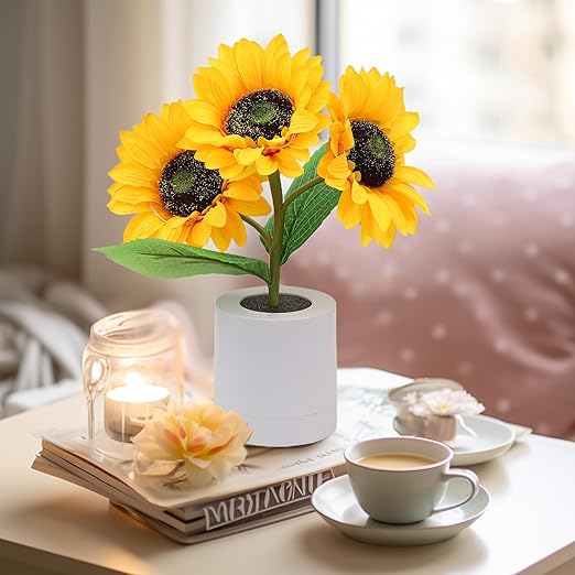 BowLift | LED Sunflower Table Lamp - Decorative Lighting Fixture for Home Decor & Nightstand Use