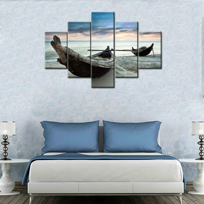 Set Of 5 Two Fisherman Boats Decorative Canvas | Bowlift