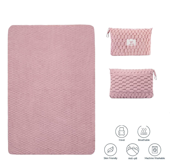 BowLift | Packable Flannel Travel Blanket with Pillow Bag and Luggage Sleeve – Trevora