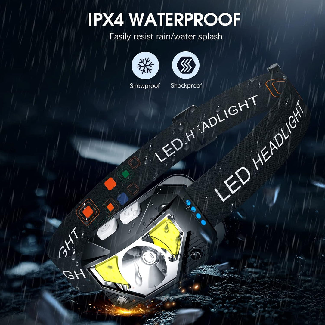 BowLift | 2-Pack Ultra-Clear Rechargeable LED Headlamp Waterproof with Motion Sensor
