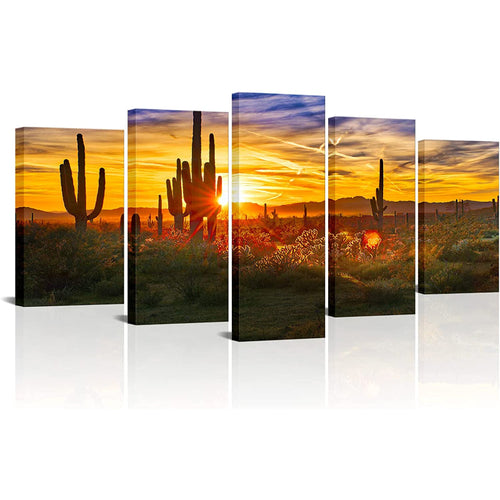 Set Of 5 Desert Sunset Wall Art Painting | Bowlift