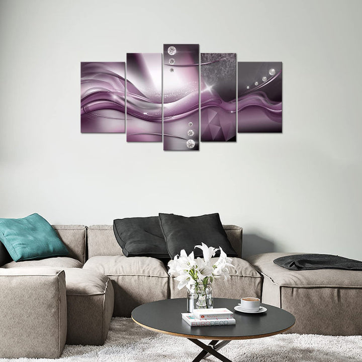 Set Of 5 Purple Wall Art Painting | Bowlift