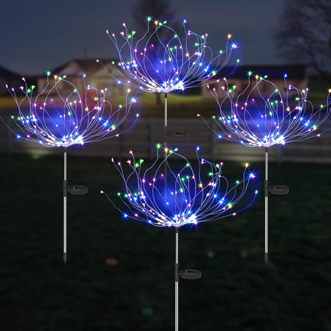 4 Pieces Solar Firework Garden Lights - Weatherproof LED Decorative Lighting, Solar Power for Garden and Patio | Bowlift