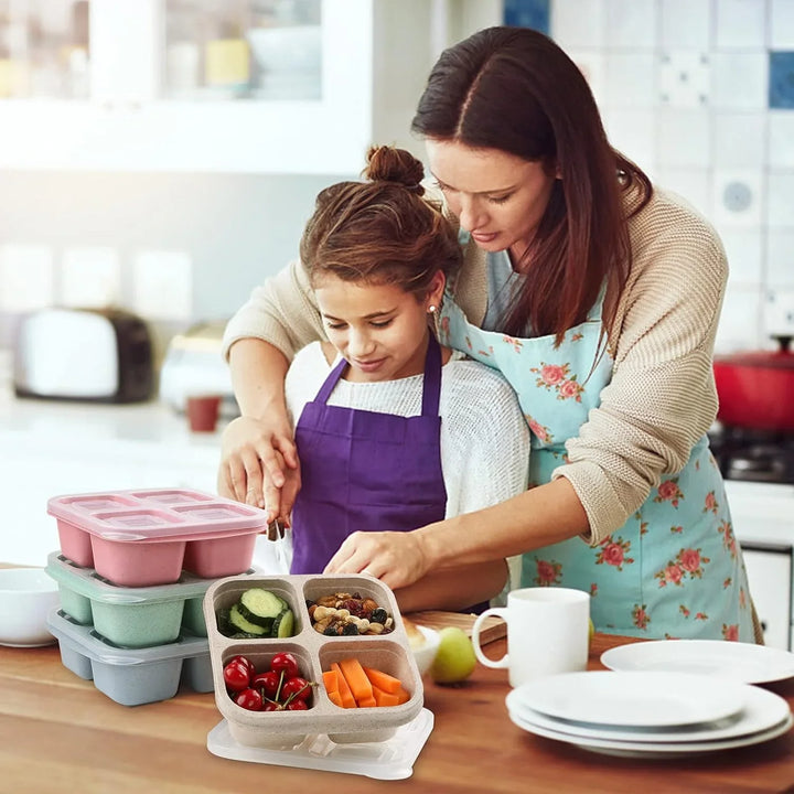 BowLift | Bento-Style 4-Compartment Meal Prep Boxes in 4-Pack – Sustainable and Practical