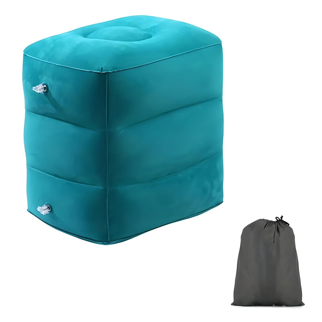 BowLift | Inflatable Travel Footrest | Ergonomic, Adjustable Height & Compact for Planes, Trains, Buses & Office Use