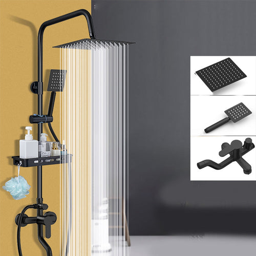 BowLift | Shower System Wall Mount Adjustable Spray Pattern Shower Arm Shower Set with Shower Hose