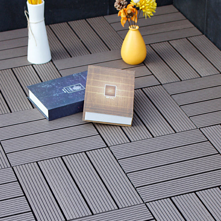 BowLift | 12" X 12" 4-Slat Square Deck/Patio Floor Tiles Snap Installation Floor Plank Tiles