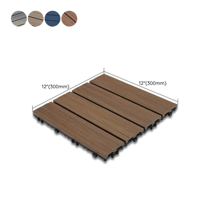 BowLift | 12" X 12" 4-Slat Square PVC Floor Tiles Snap-Fit Installation Floor Tiles