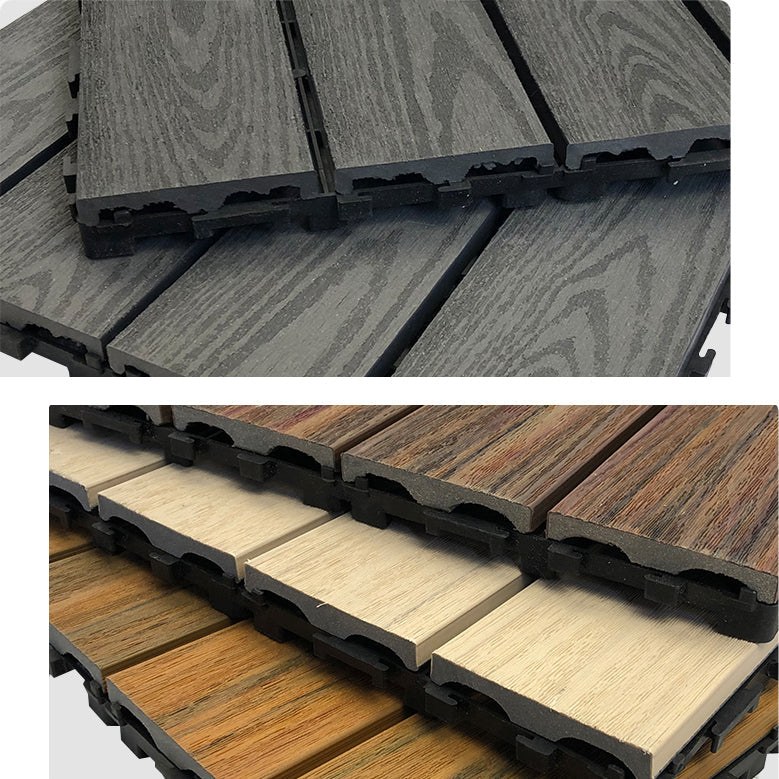 BowLift | Composite Square Patio Tiles Interlocking Striped Pattern Patio Floor Tiles