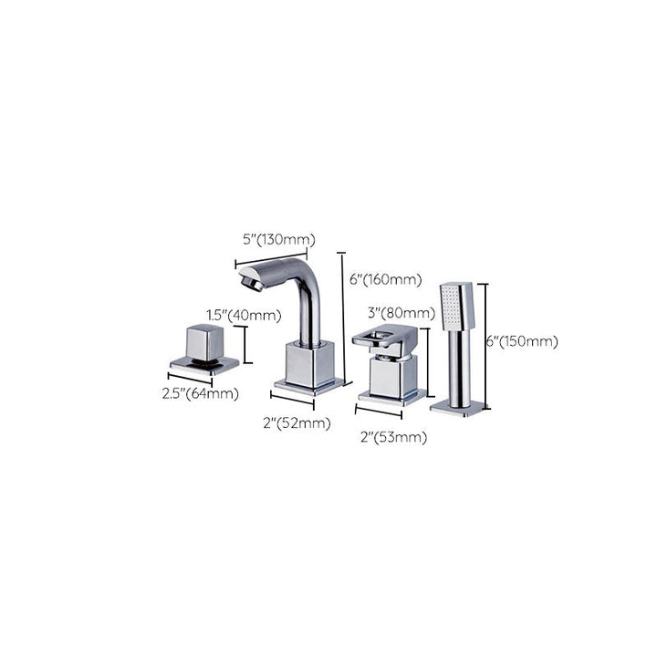 BowLift | Chrome Bath Faucet Trim with Lever Handle Deck Mounted Bathtub Faucet