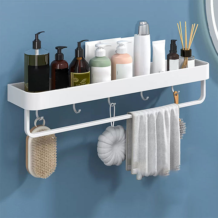 BowLift | White 2-piece Bathroom Hardware Modern Bathroom Accessories Set, Bathroom Shelf