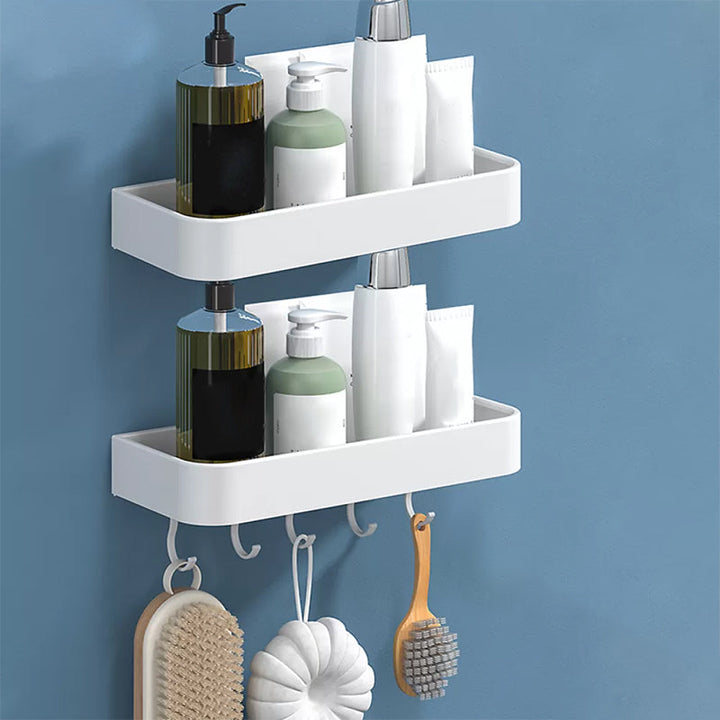 BowLift | White 2-piece Bathroom Hardware Modern Bathroom Accessories Set, Bathroom Shelf