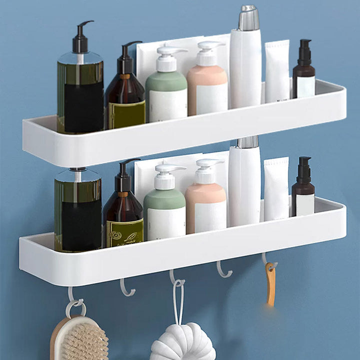 BowLift | White 2-piece Bathroom Hardware Modern Bathroom Accessories Set, Bathroom Shelf