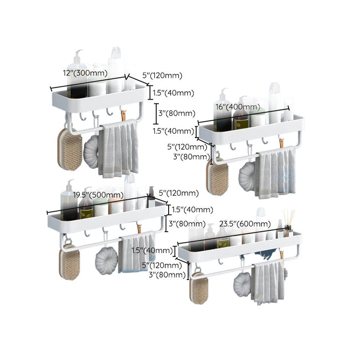 BowLift | White 2-piece Bathroom Hardware Modern Bathroom Accessories Set, Bathroom Shelf