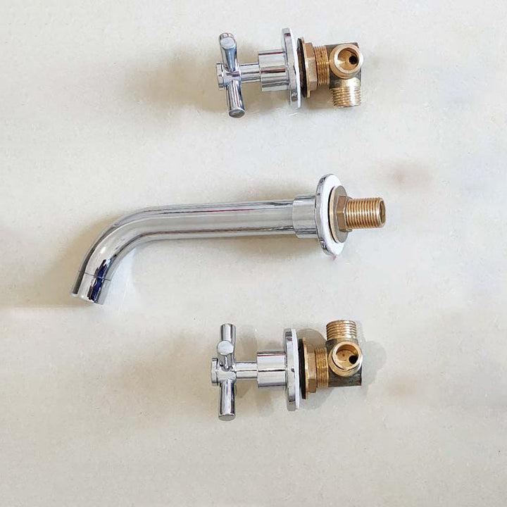 BowLift | Modern bathroom faucet wall-mounted cross handles low arc faucet