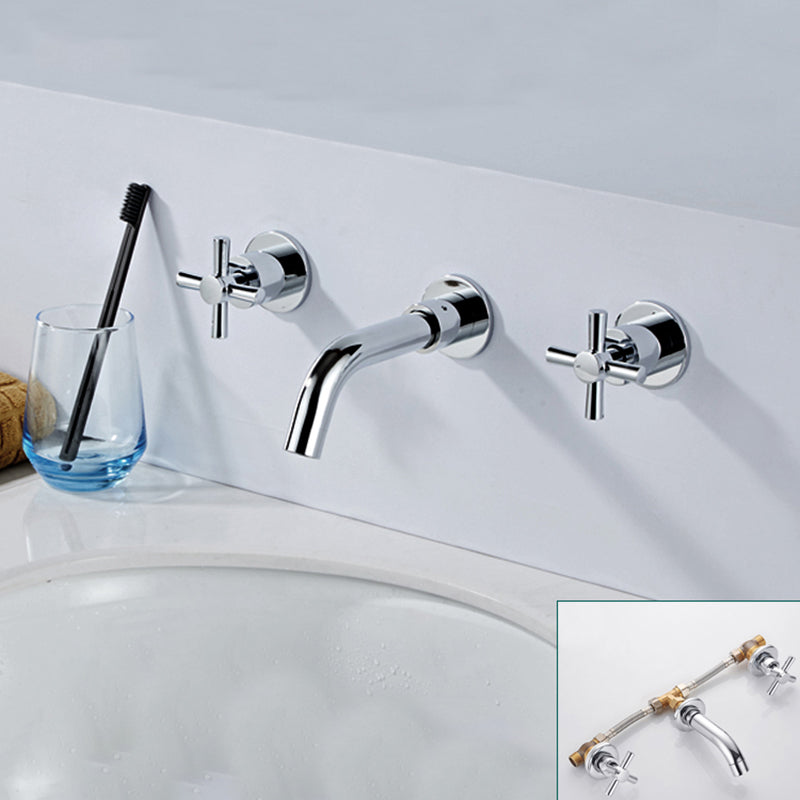 BowLift | Modern bathroom faucet wall-mounted cross handles low arc faucet