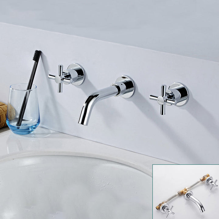BowLift | Modern bathroom faucet wall-mounted cross handles low arc faucet