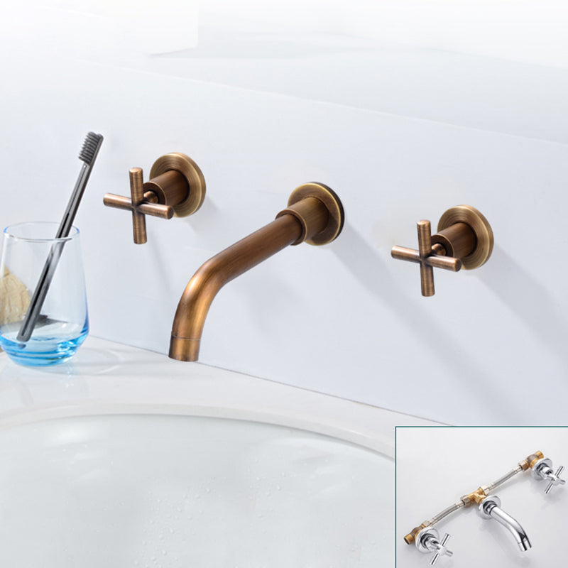 BowLift | Modern bathroom faucet wall-mounted cross handles low arc faucet