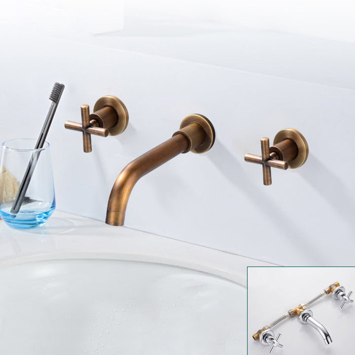 BowLift | Modern bathroom faucet wall-mounted cross handles low arc faucet