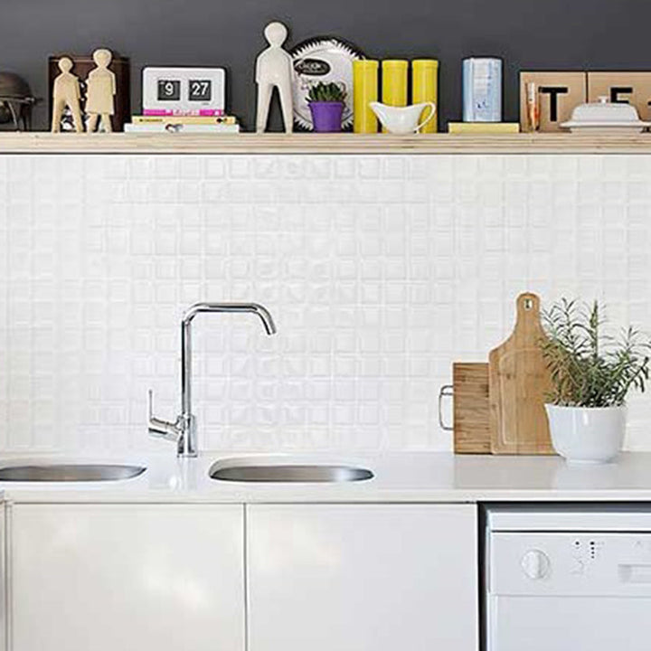 BowLift | White Subway Tiles Water-Resistant Peel & Stick Tile for Kitchen Backsplash