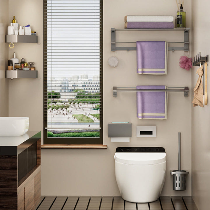 BowLift | Modern Gray Bathroom Accessories Set Bathroom Shelf Towel Bar Bathroom Accessories Set