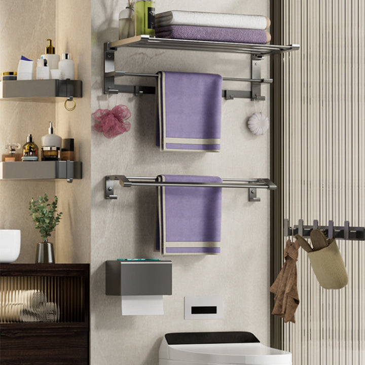 BowLift | Modern Gray Bathroom Accessories Set Bathroom Shelf Towel Bar Bathroom Accessories Set