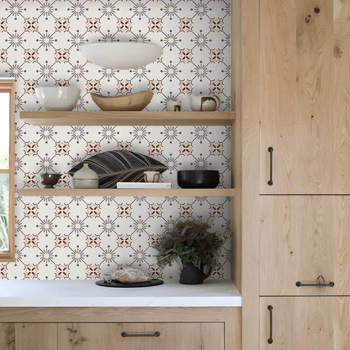 BowLift | Beige Tone Peel & Stick Tile Square Pattern Print Single Tile
