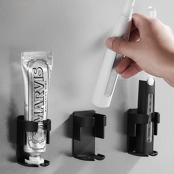 BowLift | Modern Black/White 4-piece Bathroom Accessory Set, Toothbrush Holder