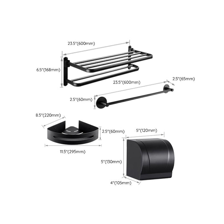 BowLift | Modern Bathroom Hardware Set Matte Black Metal Bathroom Accessory Set Rust-Free
