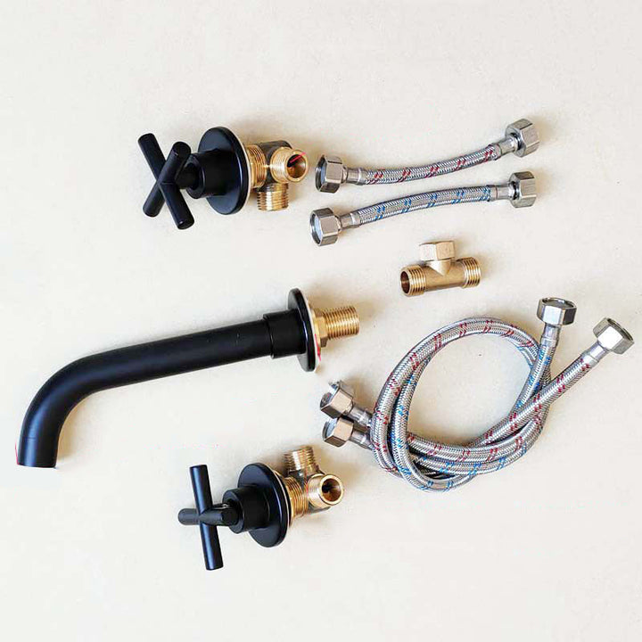 BowLift | Modern Cross Handle Faucet Monochrome Wall Mounted Bathroom Faucet